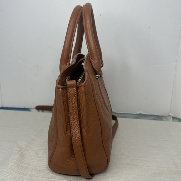 VINCE CAMUTO BAG Lenix Convertible Satchel Whiskey Tan Brown Pebbled Leather - Picture 4 of 12